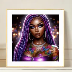 Women Portrait Pattern DIY Diamond Arts Colorful Painting Kit without Frame, 5D Diamond Decor Painting by Numbers Kit, Wall Art Decor for Home