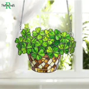 Shamrock ACRYLIC Window Hanging, Four Leaf Clover Wall Hanging, St Patrick's Day Decoration, Irish Decor