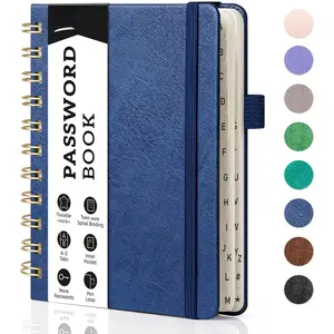 Password Book with Alphabetical Tabs, Spiral Password Keeper Book for Seniors, Internet Password Notebook Password Journal Logbook Log in Detail, Small - 4.7''x 6'' (Navy Blue)