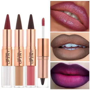 2in1 Lip Matte Cosmetic Set Long Lasting Lipstick Makeup Glossy Waterproof Smooth Easy To Apply Natural Makeup
