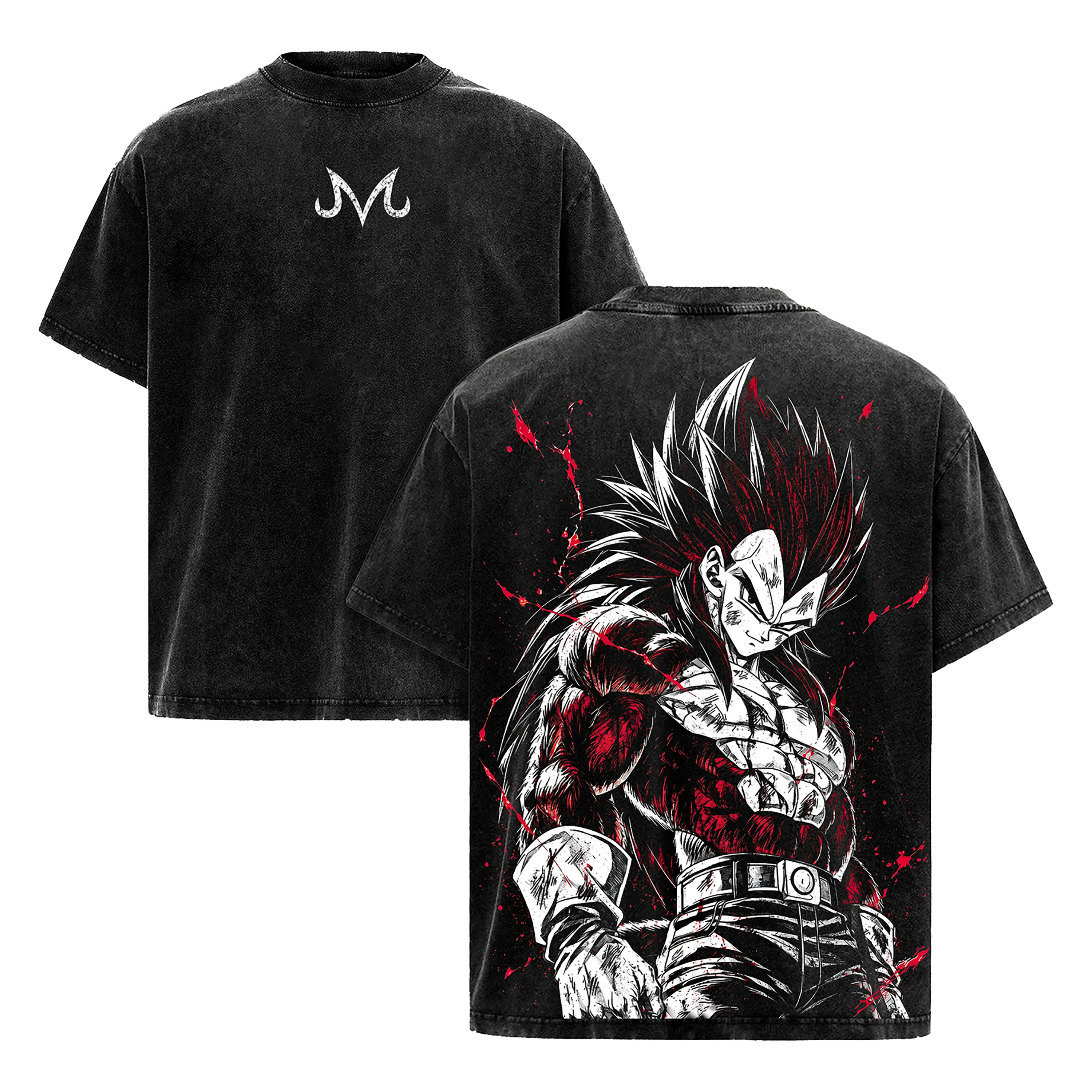 Majin SSJ4 Vegeta Graphic Tee | Super Saiyan 4 Acid Wash Oversized Shirt | DBZ Anime Gym Pump Cover | Bootleg Streetwear