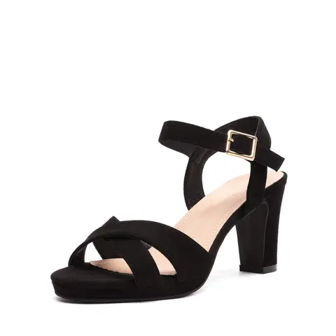 Dream Pairs Women's Chunky Heeled Sandals, Sparkly Block Heel Shoes with Ankle Strap Buckle, 0.6" Platform Rubber Sole Sandals for Women, Comfortable Footwear for Party & Wedding