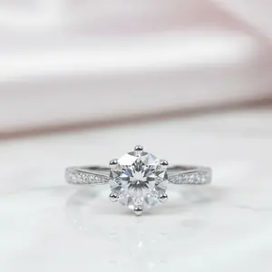 1ct Round Cut Diamond Option Classic 6 Prong Engagement Ring