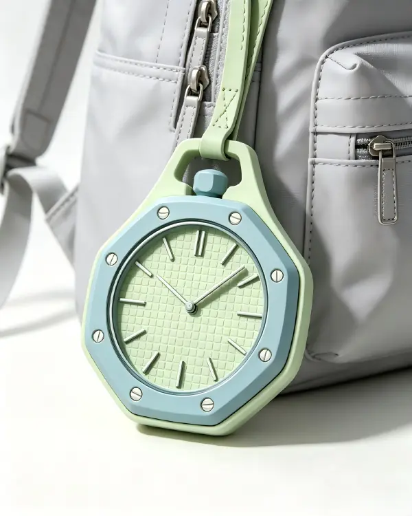 Octagon Pocket Watch Necklace, Stylish Mechanical Pendant Watch, Lightweight Leather Strap Worn Necklace Watch, Multi-color Trendy Fashion Jewelry Accessory