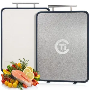 TIBBICC Titanium Cutting Board 2-in-1 Meat & Veggie Board No Smell No Stains Easy Clean Kitchen Essential for Chopping Knives