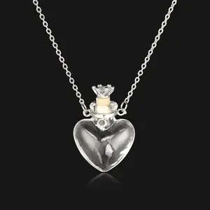 Openable Water Drop Heart Steel Chain Perfume Vial Necklace Wishing Bottle Pendant Essential Oil Diffuser Memorial Jewelry Gifts
