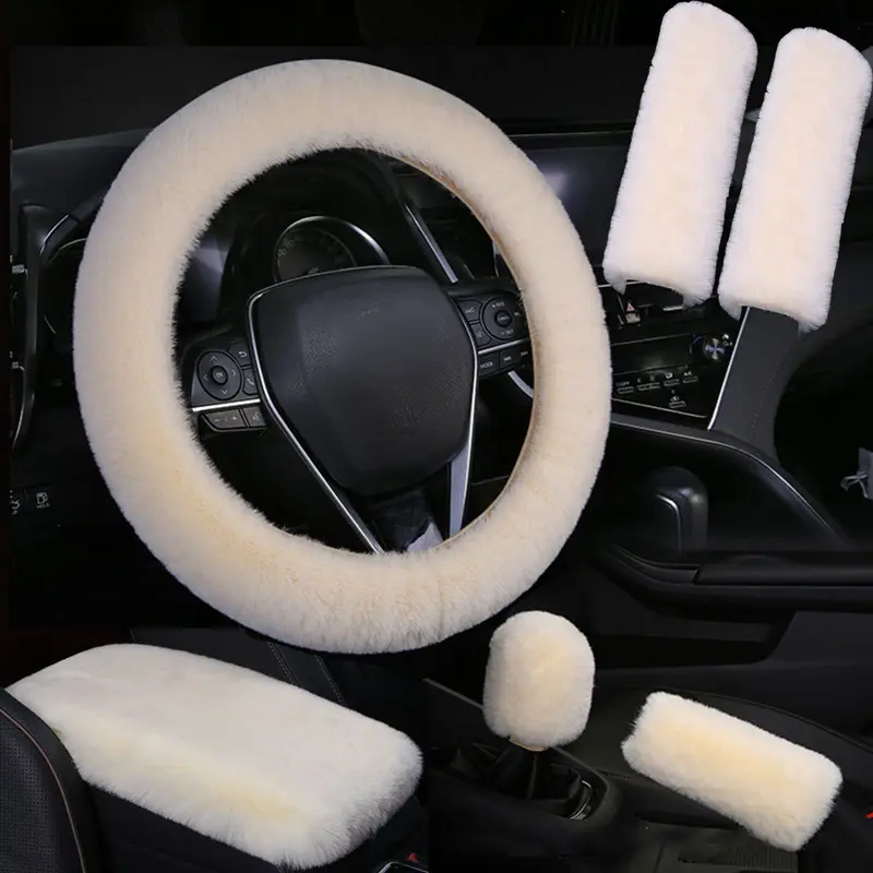Car Steering Wheel Cover Handbrake Gaiter Gear Shift Protector Shoulder Pad Armrest Cushion Set, Car Interior Accessories, Universal Car Accessories, 6 Piece Kit, Car Interior Decoration, Automotive Decoration, Interior Accessories For Car