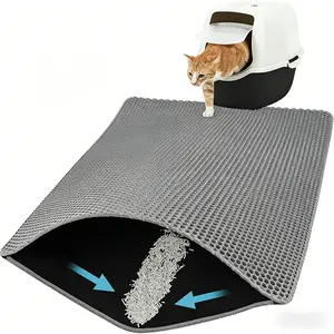 Upgraded Pet Litter Box & Feeding Mat, 45×30 cm Removable Double-Layer Trap Mat, Waterproof Urine-Protective, Non-Slip, Claw-Gentle, Easy-to-Clean Washable for Quick Emptying
