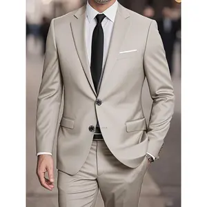 2pcs Men's Suit Fashion Set Jacket Suit and Trousers Elegant Business Casual Banquet Party