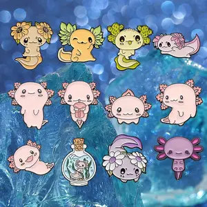 12PCS cute cartoon animals cute fish, salamander, and octopus design pins, bright colors, fashionable zinc alloy clothing accessories, perfect gifts for friends and family