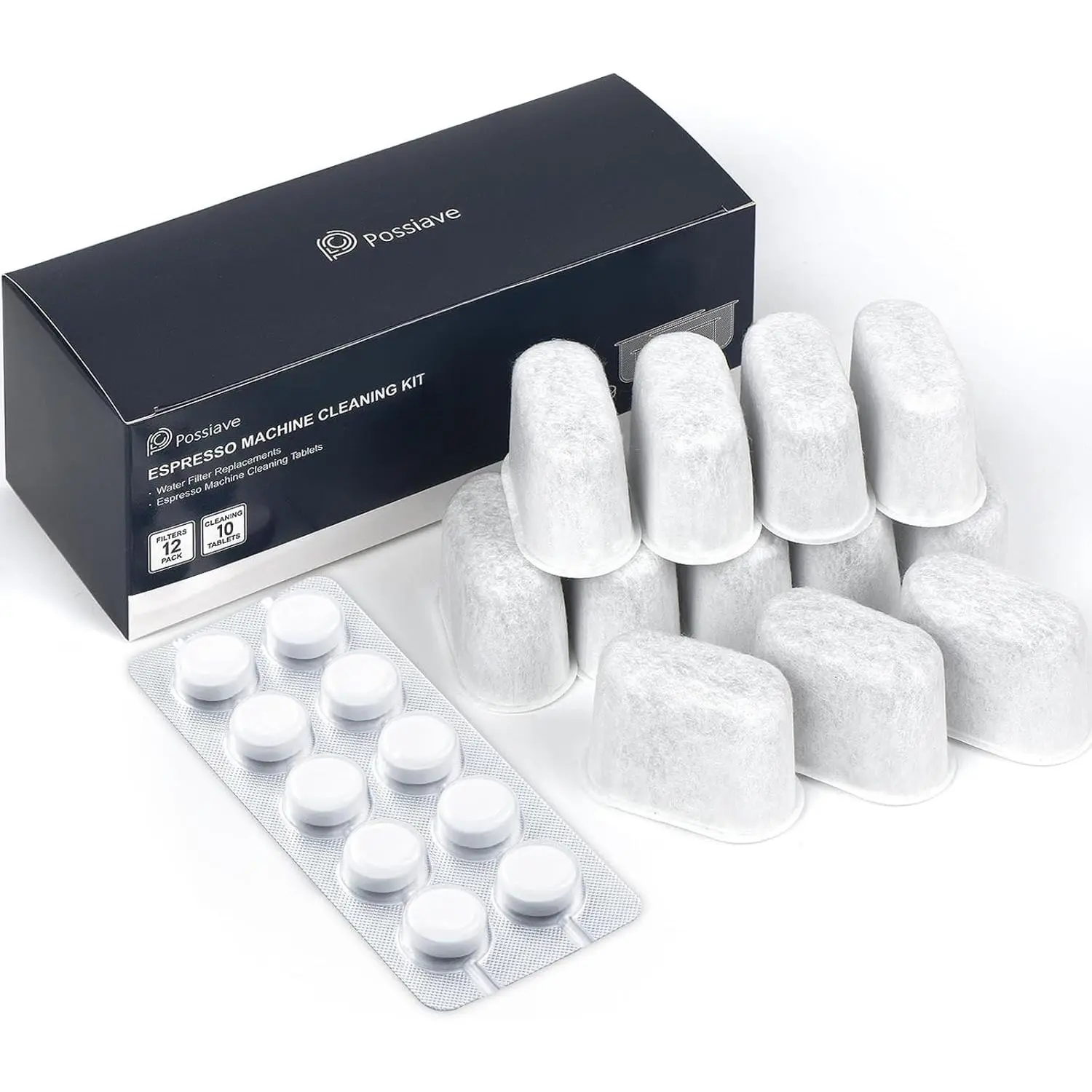 Espresso Machine Cleaning Tablets and Filters for Breville Espresso Machines (10 Tablets + 12 Filters) - 2 Gram Cleaning Tablets & Replacement Water Filter - Espresso Cleaner Accessories