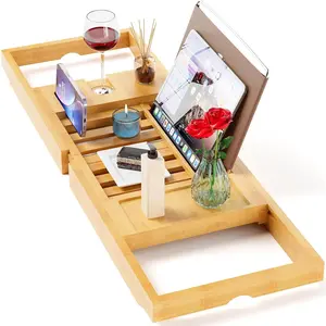 Bamboo Bathtub Tray Caddy,Bath Tray,Bamboo