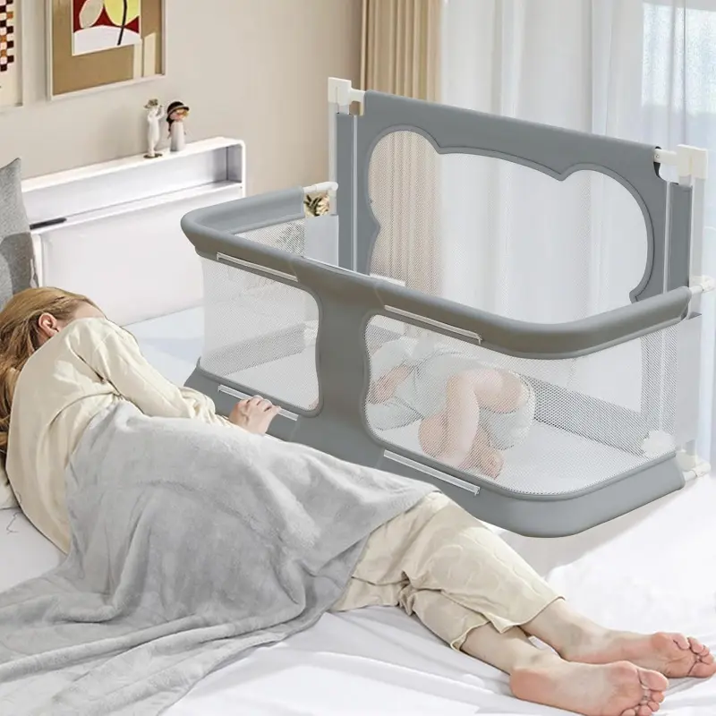 3-in-1 Baby Bassinet Bedside Sleeper - Crib for Infant, Portable Co-Sleeping Playpen, Compatible with Twin, Full, King & Queen Size Beds (47.3 in)