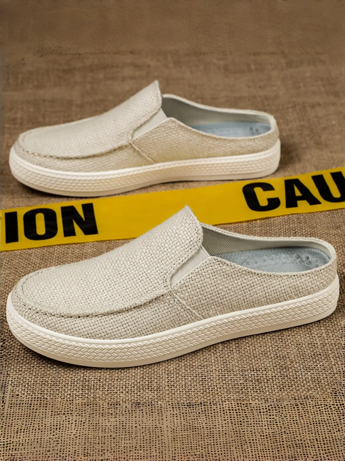 Men's Breathable Casual Slip-On Shoes, Comfortable Dad Shoes for Home Wear, House Slippers, Outdoor Canvas Slippers, Lightweight and Durable, Walking Shoes, Rubber