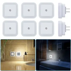 6-Pack Wall Mounted LED Night Light for Fall, Smart Light Control Sensor Night Light, Plug-in Square Night Light for Bedroom, Bathroom, Hallway, Chill Room Furniture, Prince Room