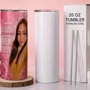 20oz Custom Photo Tumbler with Straw | Double Wall Personalized Cup | Unique Gift