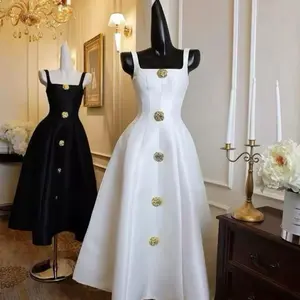 The "Audrey" Square-Neck Button-Front Dress