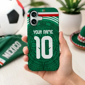 Custom Mexico Soccer Jersey Phone Case, Personalized Name and Number Phone Cover, Mexican Football Fan Gift, Custom Sports Phone Case