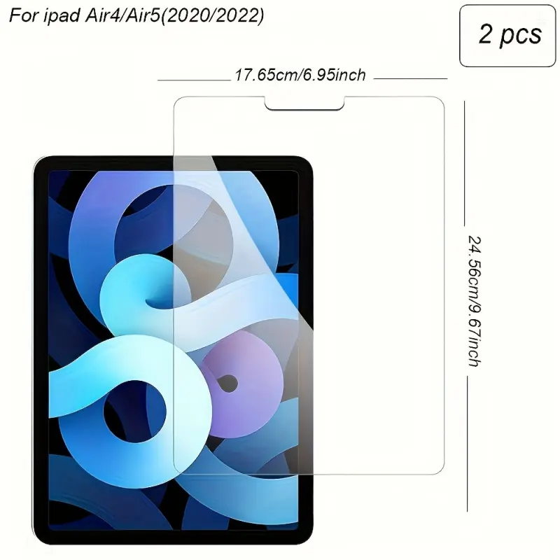 2pcs, Anti fingerprint high-quality tempered glass screen protector, suitable for iPad Air4/Air5 2020/2022 10.9-inch screen protector, high-definition clarity, streamlined design, scratch resistant, durable glass, anti fingerprint film