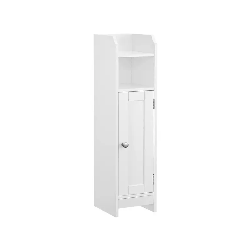 VASAGLE Slim Sturdy Wood Floor Standing Cabinet - Modern Upright Bathroom Furniture, Wall-Mountable Narrow Entryway Cabinet with Door, Adjustable Shelf, Toilet Paper Holder for Small Spaces | Indoor Cupboard Furniture