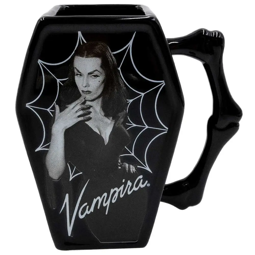 Kreepsville Vampire Cobweb Coffin Mug - Ceramic Drinkware with Black Finish and Gothic Design