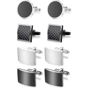 4 Pairs Unique Cufflinks Set for Men Perfect Business Groom Gifts