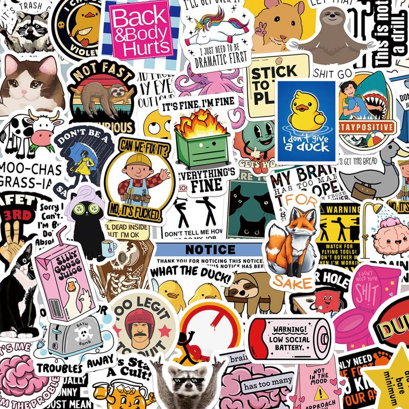 130PCS Funny Saying Sticker Pack - Snarky, Sarcastic Bold Humor Vinyl Waterproof Meme stickers for laptop, computer, water bottle, ipad, phones bumper folding chair sticker pack