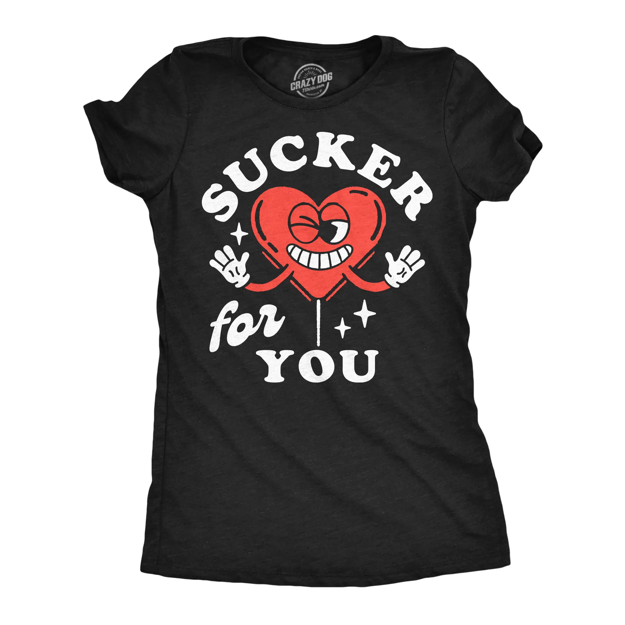 Womens Funny T Shirts Sucker For You Sarcastic Valentines Day Candy Tee For Ladies Funny Womens T Shirts Cute Vintage Fashion Casual Ladies T-Shirt Gift Love Tops for Women Funny Food Top Women's Novelty Tees Black -