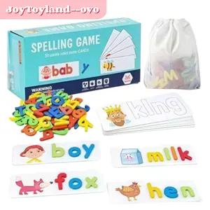 Word Spelling Game Educational Fun Building Blocks for Recognizing 26 English Letters Preschool Alphabet Tool Learning Toy for Kids