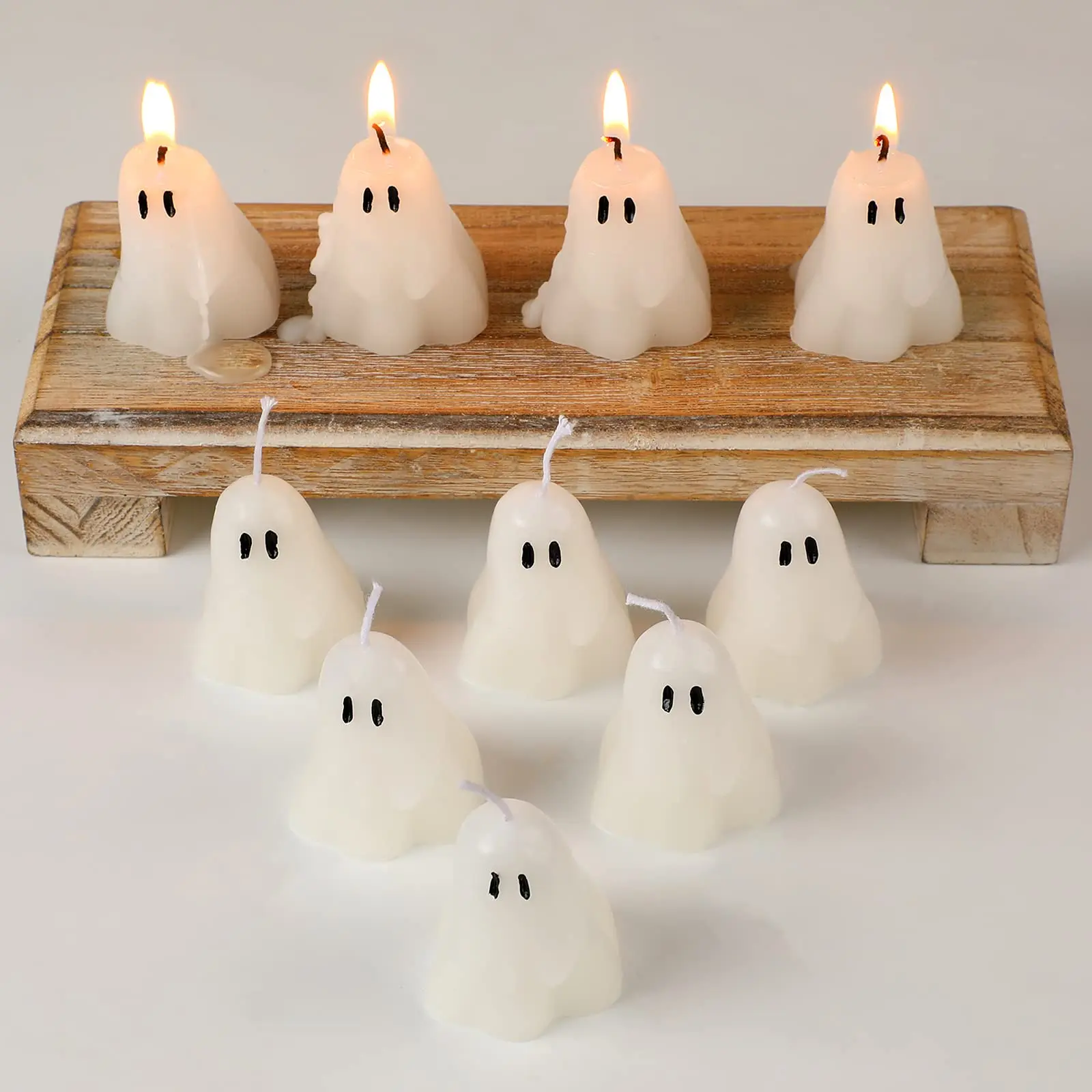 Halloween Ghost Candles, White Soy Wax Candle, Spooky Table Decor, Halloween Party Candle, Ghost Shape Candle, Cute Halloween Candle, Haunted House Decor, Trick Or Treat Decor, Gothic Candle Set, Creepy Table Accessories, Scary Candle Decoration.