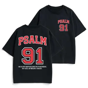 GGOR Psalm 91 He Is My Refuge And My Fortress Christian Cotton T-Shirt
