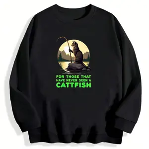 Men’s Long Sleeve Catfish Meme Top – Breathable, Fun Fishing Pun Graphic, Ideal for Outdoor Use