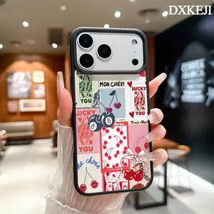 Playing Card And Cherry Patchwork Pattern Magnetic MagSafe Phone Case for iPhone 17 Air/16 Pro Max 15 Pro 14 13 12 11 Plus Shockproof Slim Protective Cover Casing