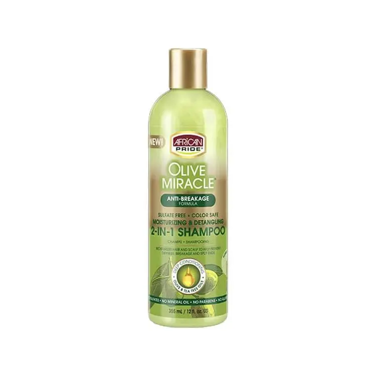 African Pride Olive Miracle Unisex 2-In-1 Liquid Haircare Cleanser - Shampoo & Conditioner with Tea Tree Oil, Targets Dry Hair Concerns, 12 oz