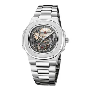 [ICE HUE] Luminous 18K Gold Vacuum Plated Stainless Steel Men's Watch with 5A+ Sri Lanka Zircon, Mechanical Luxury Design Inspired by Miami, Italy, Mexico & Micro Styles, Ideal for Daily Wear & Gifting, Classic Hip Hop Simple Sporty Fashion Jewelry
