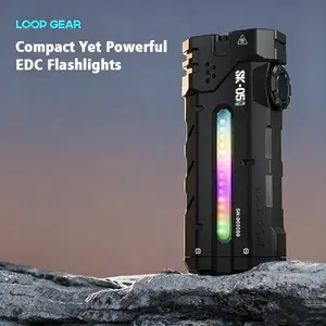 LOOP GEAR SK05 EDC Flat Flashlight with Power Bank, 2,850 Lumen Super Bright LED Flashlight, Side Light, Spotlight, Floodlight for Hiking Outdoor