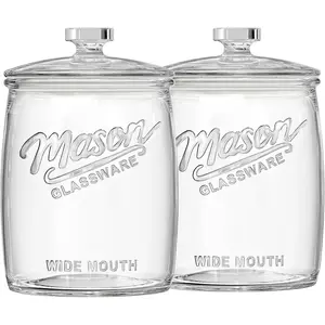 2 Pack 1 Gallon Glass Cookie Jar, Large Glass Jar with Airtight lid, Glass  Storage Container for Cookies, Candy, Flour,  , Coffee,  Jars