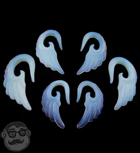 Opalite Glass Angel Wing Spirals