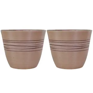 GreenShip Planter Pots for Indoor & Outdoor Plants, Set of 2 Modern Decorative Flower Pots with Drainage Hole