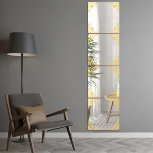 20pcs Silver Color Round Corner Mirror Wall Stickers, 2mm Thick Acrylic 3D Wall Decals, Gold Diagonal Decor, Bathroom Mirror Stickers, Home Decor