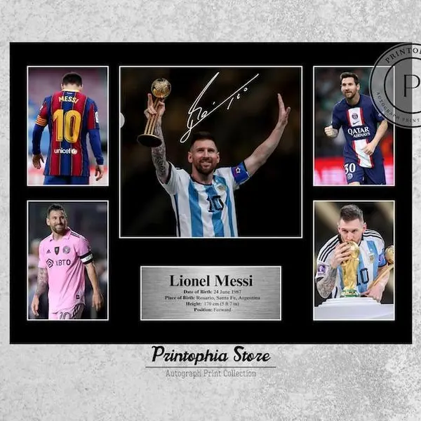 Printable Messi Signed Poster, Soccer Wall Art Gift, Football Autograph Poster Print, Downloadable Room Decor for Football Fans