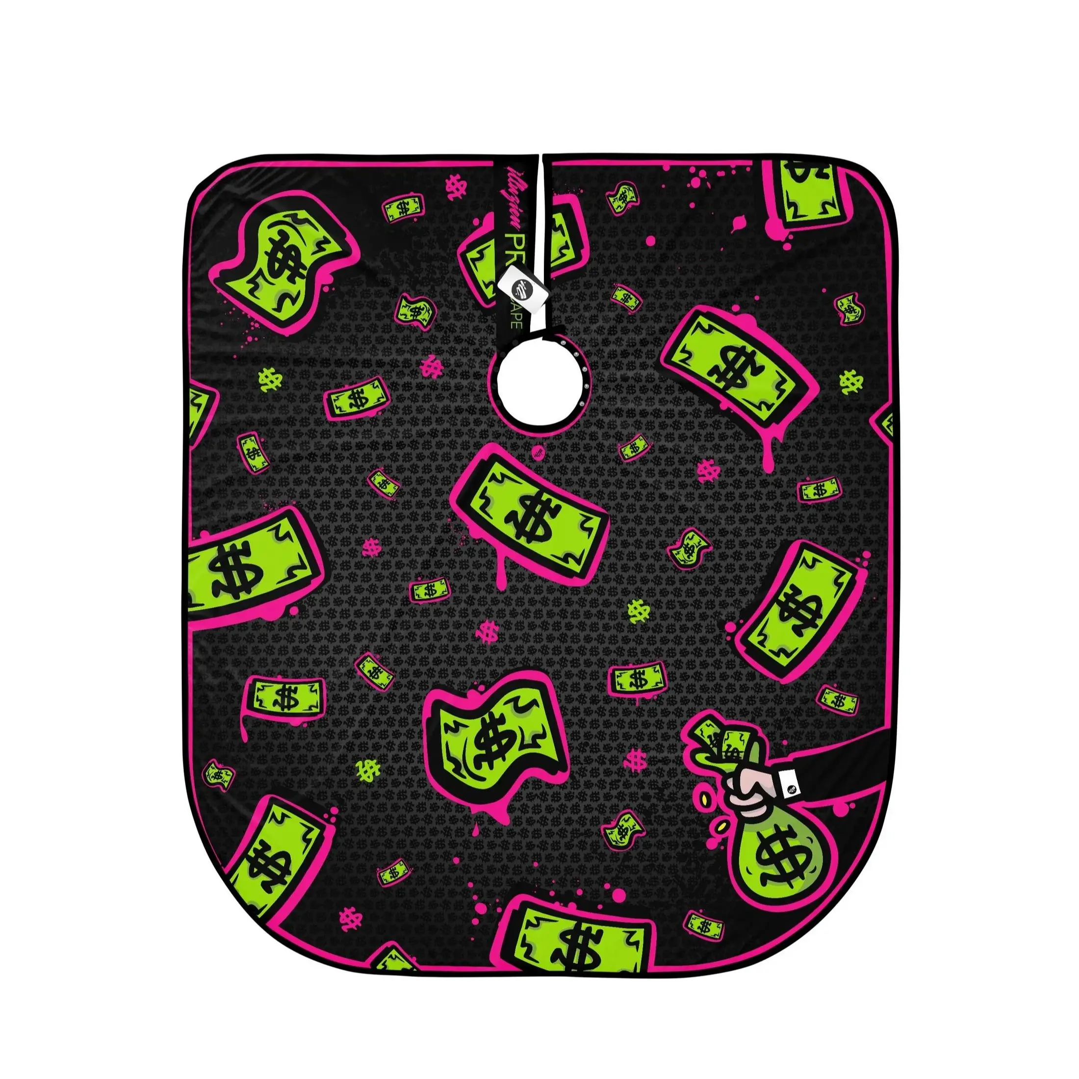 Money Print Barber Cape | Cash Graphic Hair Cutting Cape | Professional Salon Cape | Street Style Barber Cape | Lightweight Hair Stylist Cape | Elastic or Snap Neck