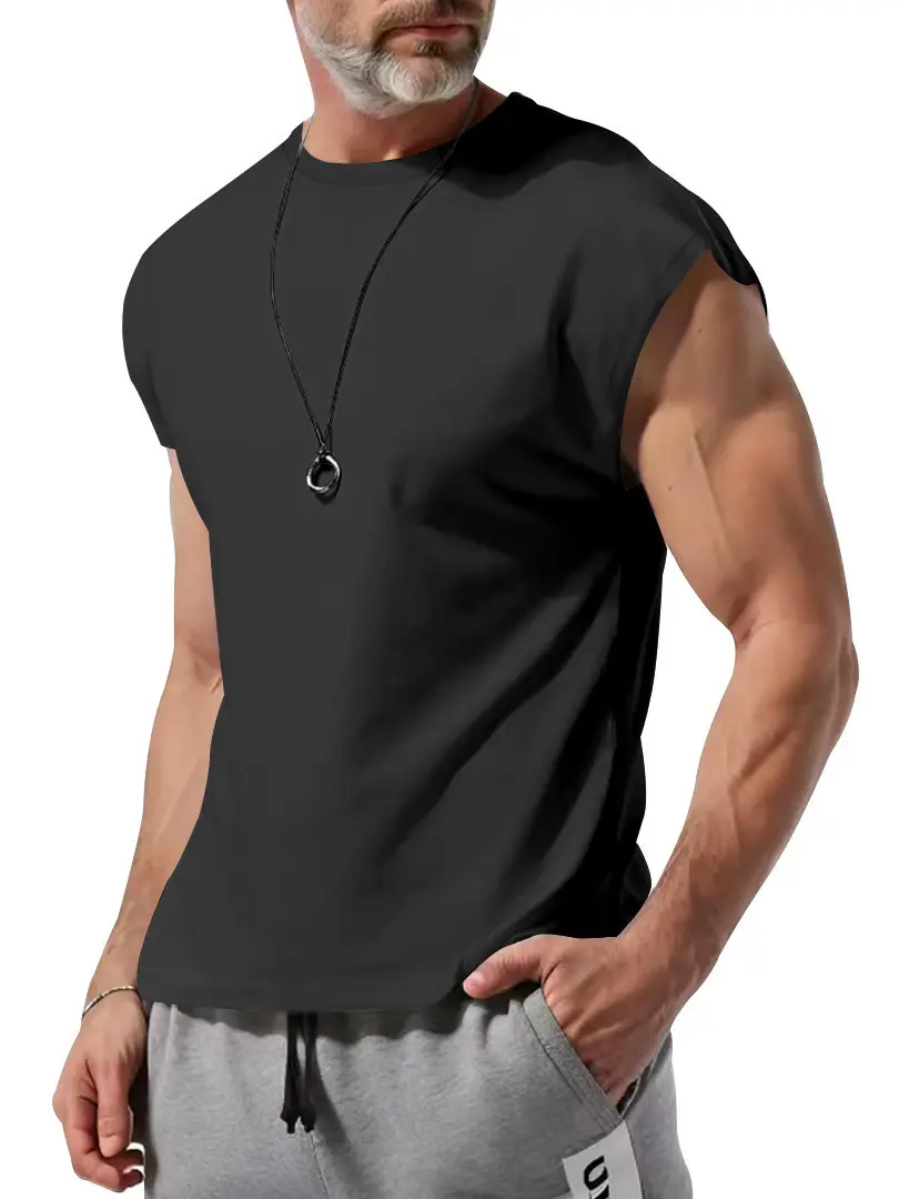 Men's Sleeveless T-Shirt with Round Neck, Casual Style, Ideal for Daily Wear