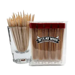 BiteMyWood Cocktail Sticks 5 Pack with 12 qty Birchwood Toothpicks Ultimate Extreme Hot Cinnamon 60 Picks Total Count Super Infused Toothpick