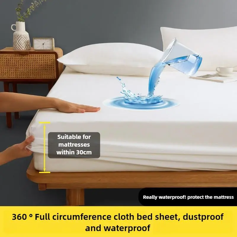 Waterproof Fitted Sheet with Elastic Bands Non Slip Adjustable Mattress Covers for Single Double King Queen Bed,140/160/200cm