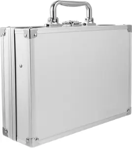 Aluminum Briefcase Tool Storage Box, Padded Portable Multi-functional Aluminum Alloy Toolbox with Lock for Travel Work and Cosmetic Organization