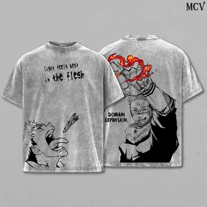 ToolHeaven Yuji Itadori Tee Washed – Sukuna’s Vessel Edition Jujutsu Kaisen: Execution Shibuya Incident Compilation & Culling Game Prelude Vintage Oversized Heavy Cotton Anime Manga T-Shirt, Double Printed Retro Unisex Streetwear Top for JJK Fans