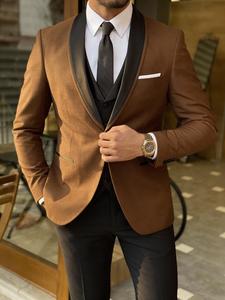 Men's 3-Piece Tuxedo Set-One Button Shawl Collar Solid Jacket, Vest & Pants for Groom, Party & Casual Events Wedding Tuxedo