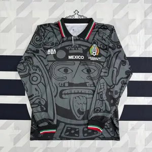 1998 Mexico Soccer National Team Home BLACK Nostalgia Soccer Jersey #2 Suarez #3 Sanchez Classic Breathable Quick Dry Soccer Jersey