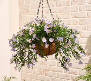 Garden Reflections 18" Faux Bacopa Flower Hanging Basket Outdoor